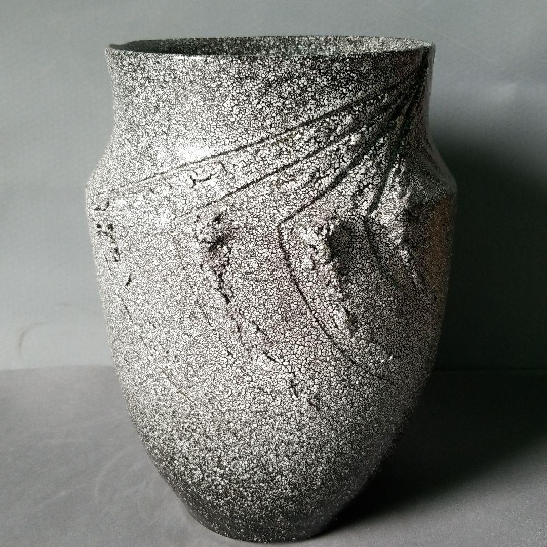 お値下げしました⤵信楽焼傘立て  ひねり白釉 高さ４７cm