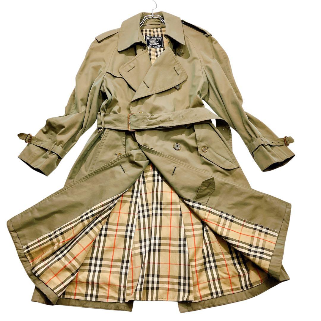 【逸品】バーバリーズ　トレンチコート　玉虫色　ヴィンテージ　ノバチェック　L相当