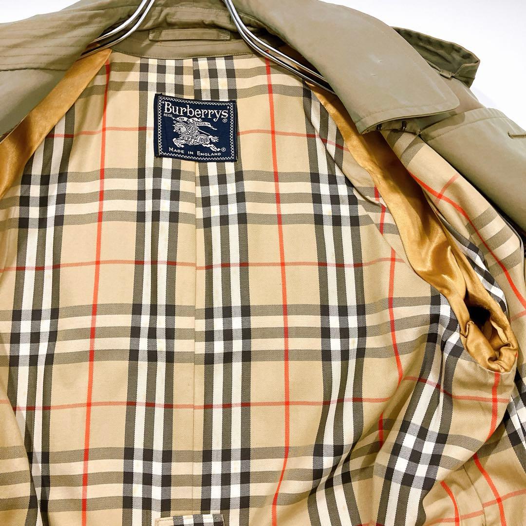 【逸品】バーバリーズ　トレンチコート　玉虫色　ヴィンテージ　ノバチェック　L相当
