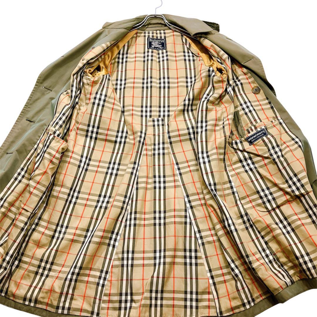 【逸品】バーバリーズ　トレンチコート　玉虫色　ヴィンテージ　ノバチェック　L相当