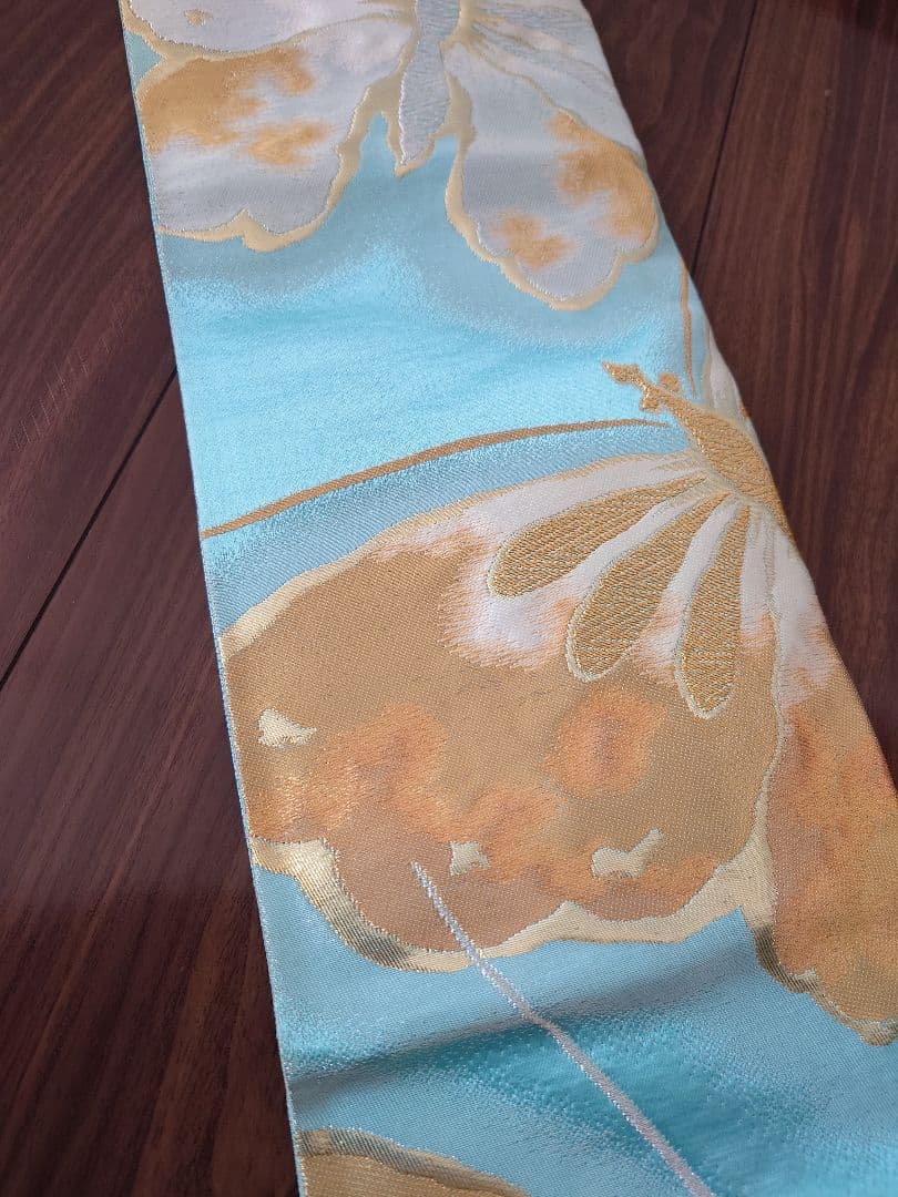 七五三　ハーフ成人式　ジュニア帯　大人用正絹袋帯からの作り帯　1点物　蝶柄