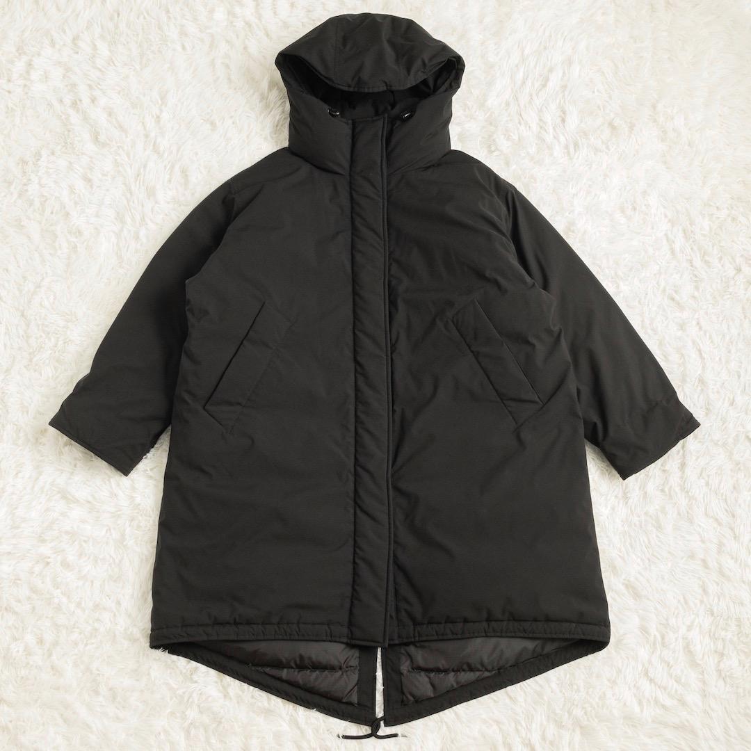 美品 スピックアンドスパン 撥水フーデッドダウンコート 36 ブラック