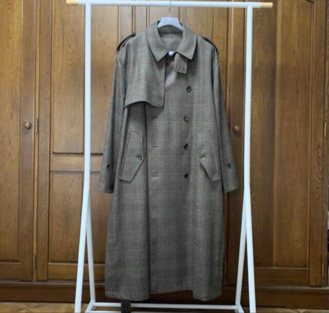 【タグ・ハンガー付】stein 21AW オーバーサイズトレンチコート チェック