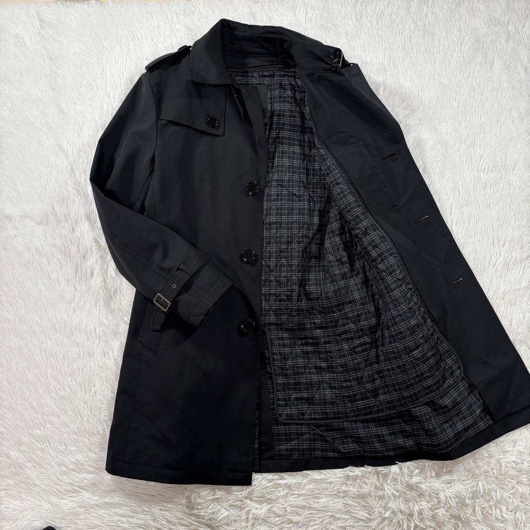 極希少 バーバリーブラックレーベル トレンチコート L ライナー付 ベルト 黒