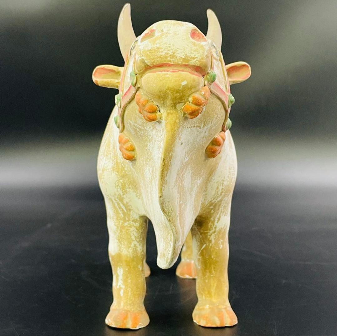 清代陶器 牛置物 置物 陶製 古美術 民窯 骨董 インテリア