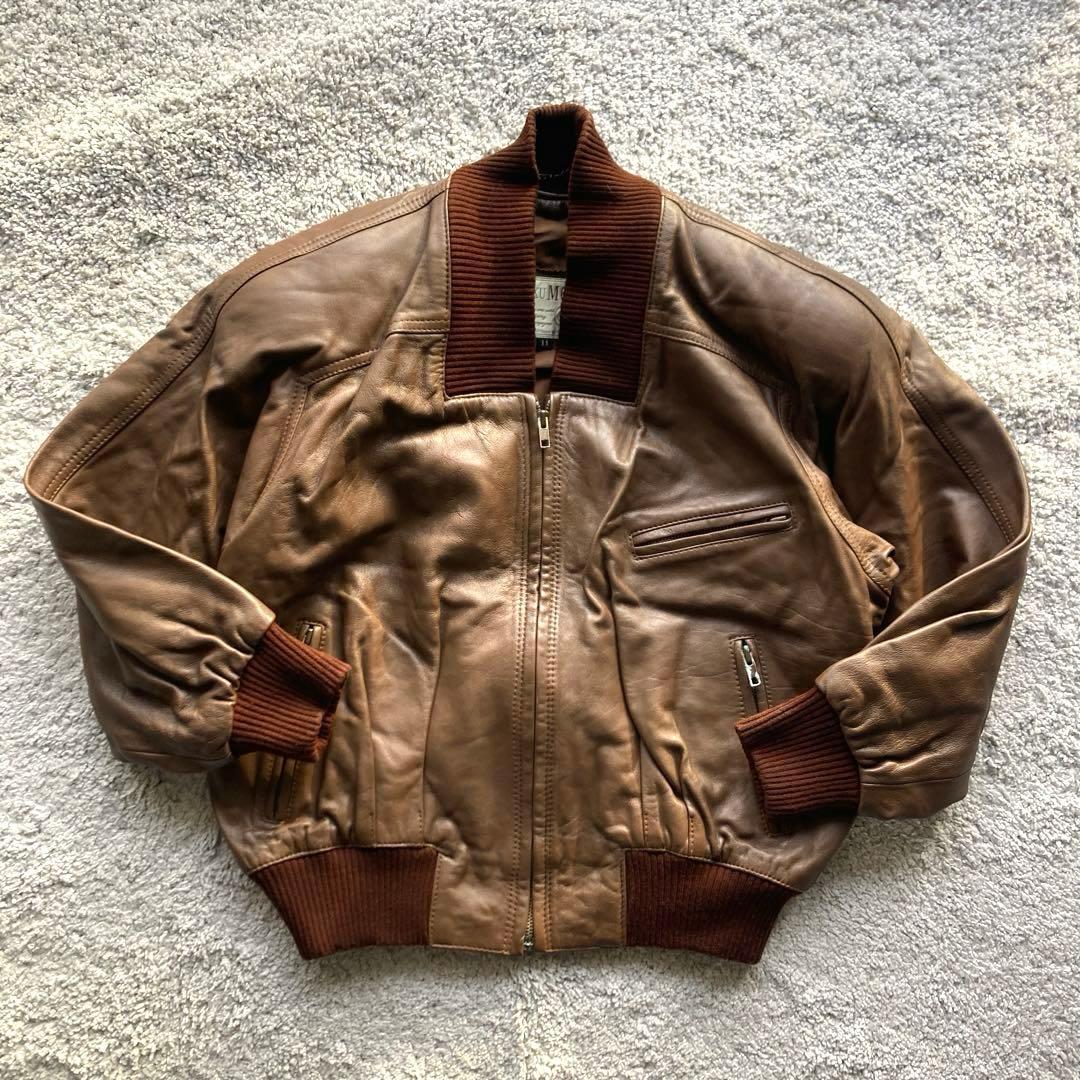 o*o様 ラムレザー ボンバージャケット L フライトジャケット ショート丈 茶