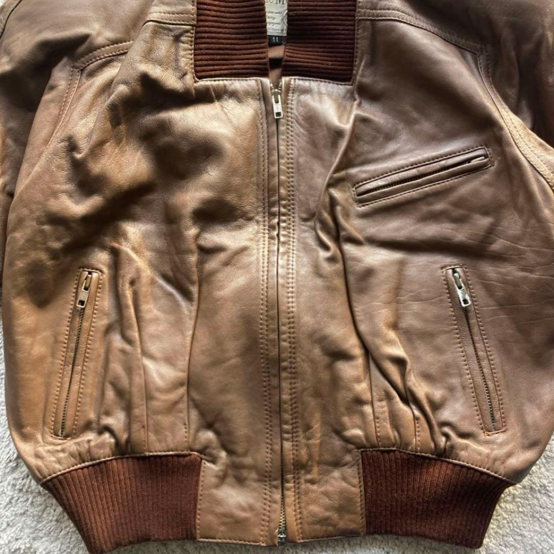 o*o様 ラムレザー ボンバージャケット L フライトジャケット ショート丈 茶