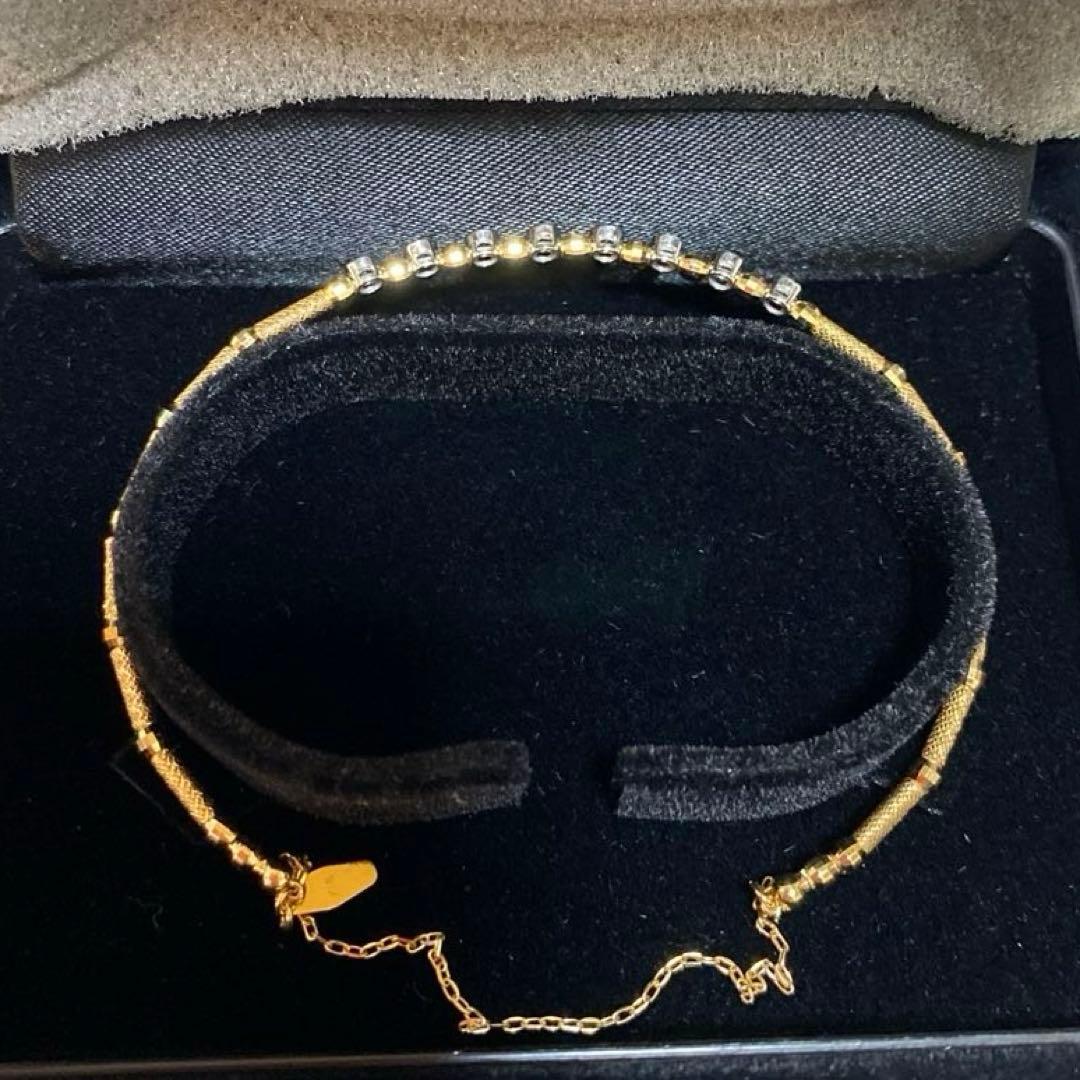 K18YG/WG ダイヤモンド 0.28ct バングル ブレスレット 品質保証書