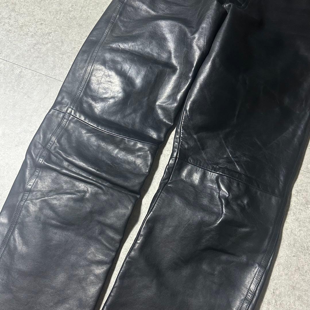 agnes b homme 牛革 40 レザーパンツ 黒