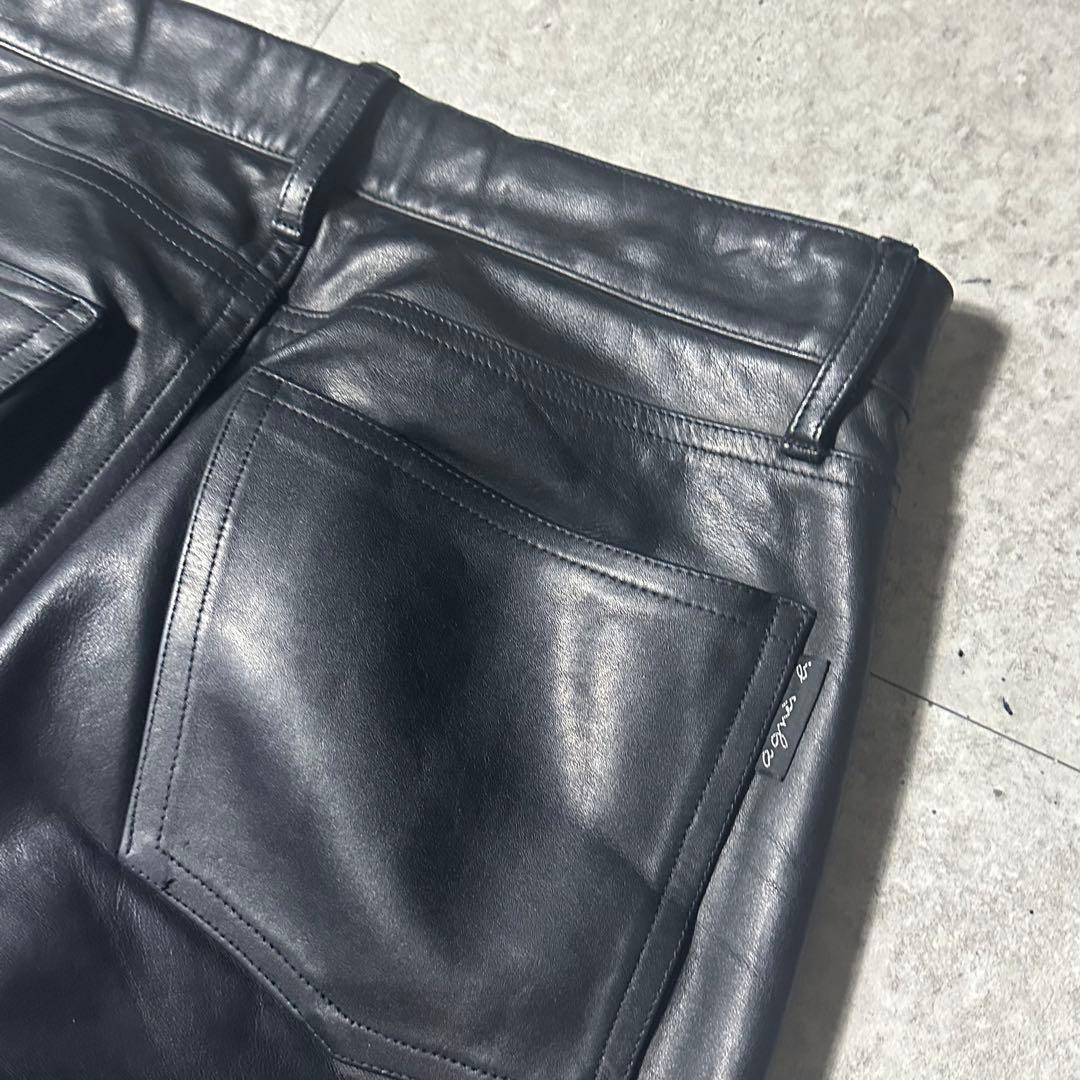 agnes b homme 牛革 40 レザーパンツ 黒