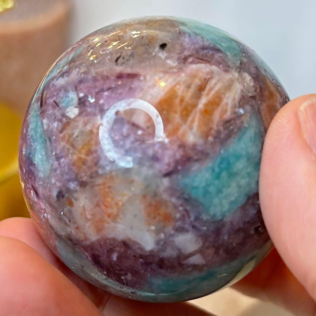 共生　スフィア　サンストーン　レピドライト　ブラックトルマリン　アマゾナイト