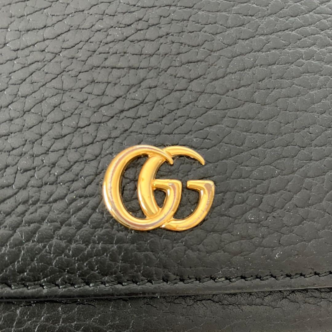 GUCCI グッチ マーモント コンパクト 三つ折り財布 シボ革