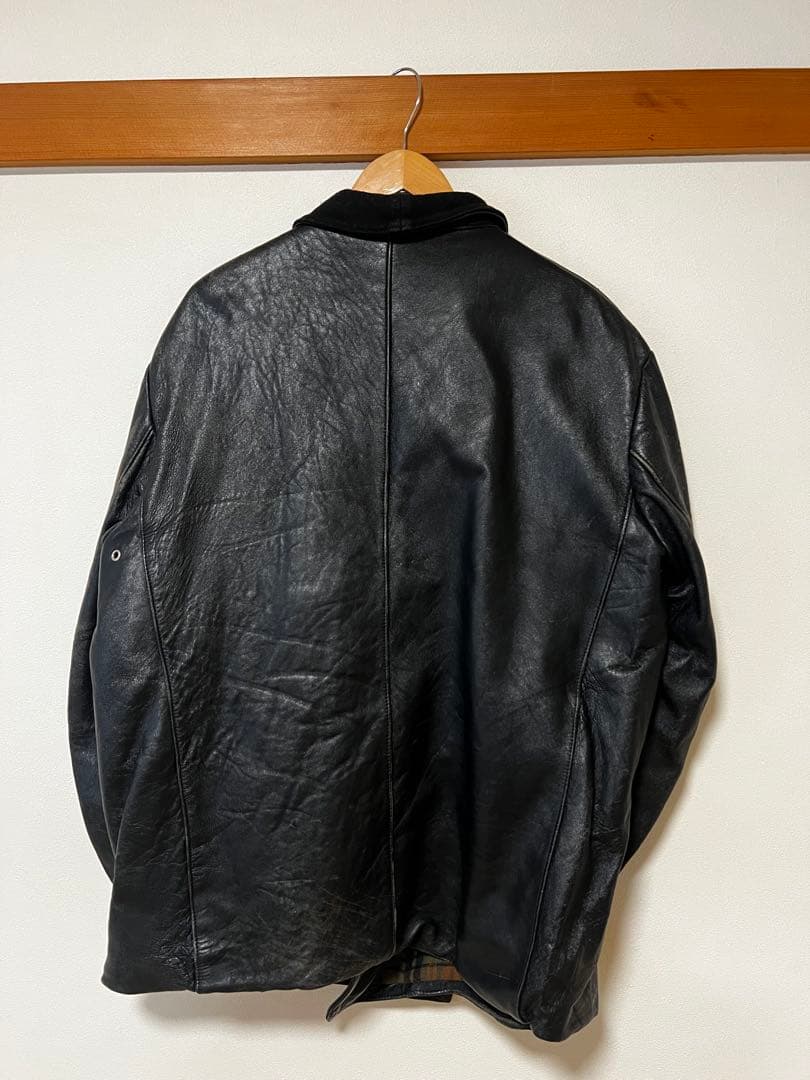 コルビジェジャケット レザージャケット ブラック　ウール襟