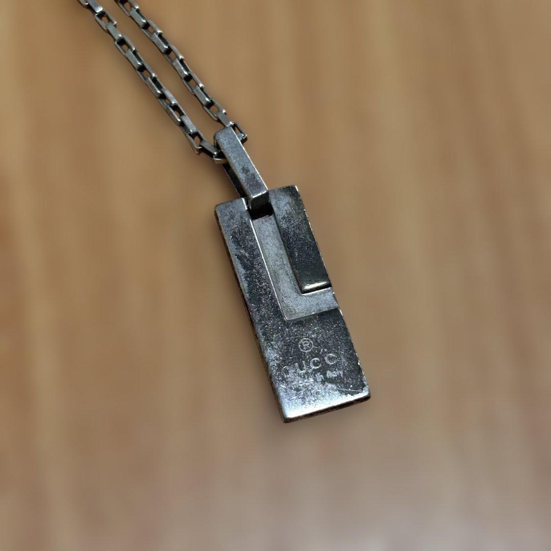 GUCCI ネックレス ロゴプレート シルバー925 ロゴ刻印 Gプレート