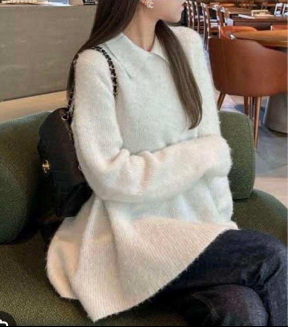 Mila Owen 【WEB限定カラー】衿付きペプラムニットプルオーバー