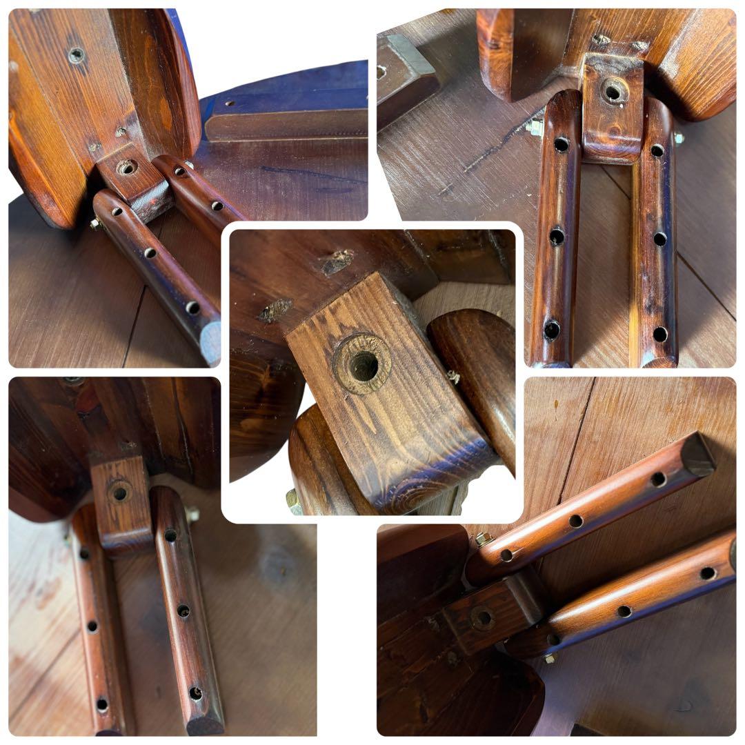 HR845 木目が素敵なレトロ　円卓　ちゃぶ台　125cm　シャビーシック