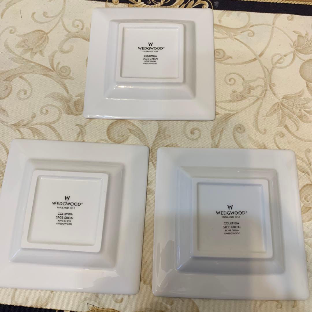 未使用　ウェッジウッド コロンビア　セージグリーン スクエアプレート　トレイ