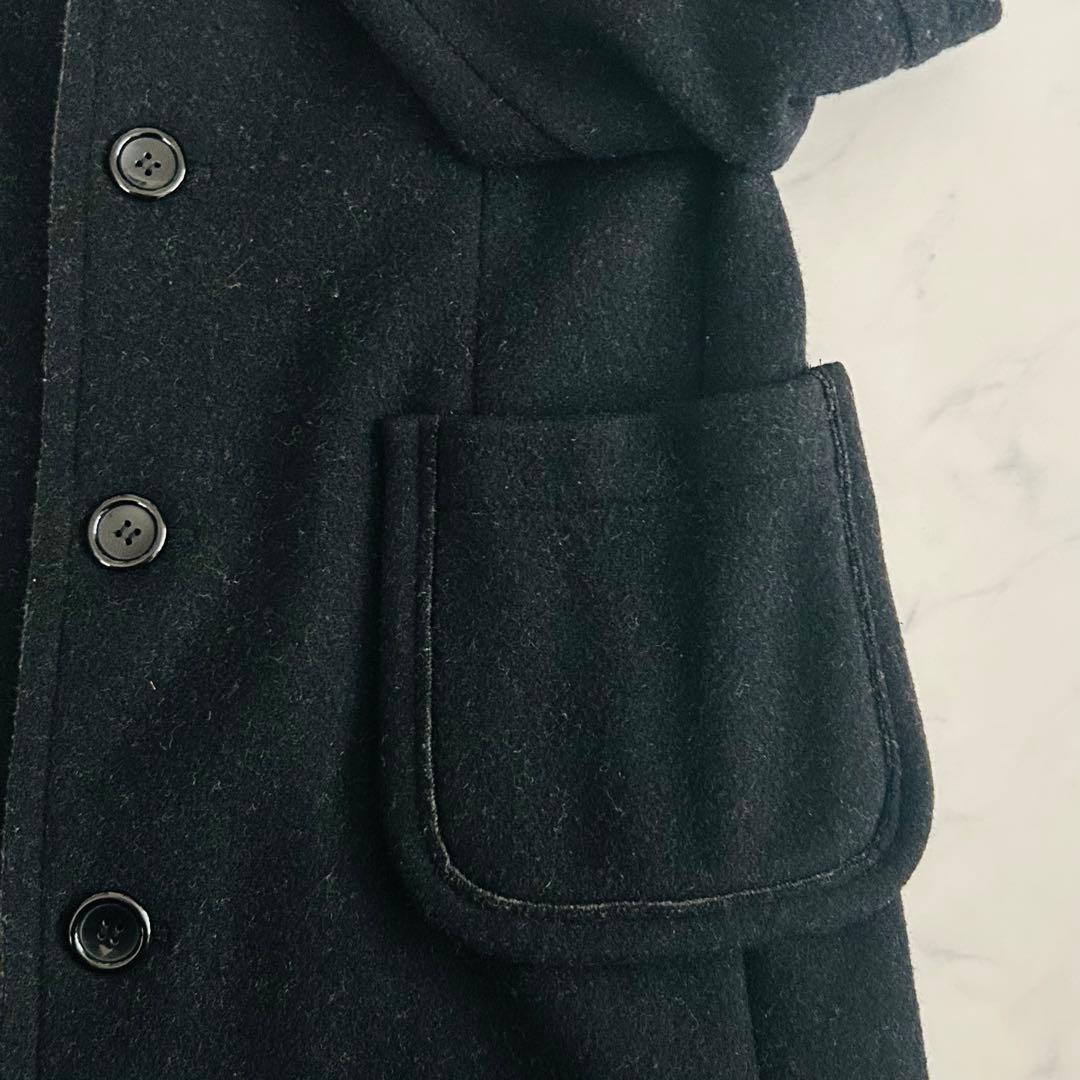 トリココムデギャルソン リバーコート 丸襟 ダブルフェイス ウール ブラック M