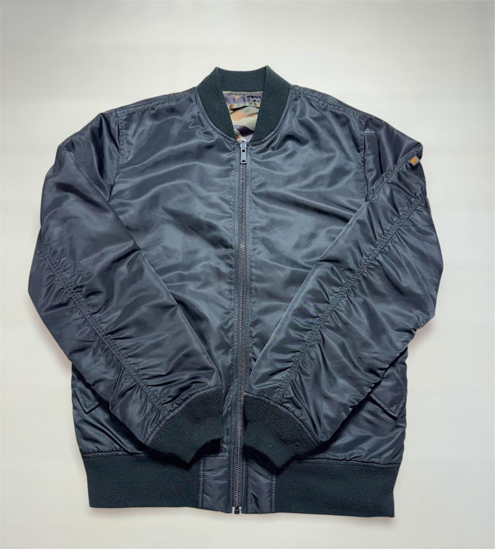 （美品）90s ALPHA MA-1 リバーシブル ブラック × 迷彩