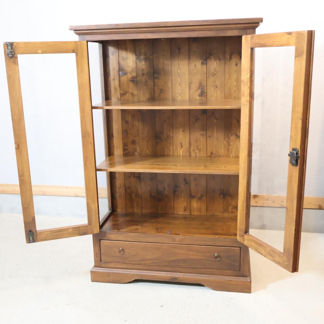 WOODEN イタリア製 パイン材 飾り棚 キュリオケース 本棚 書棚 収納棚