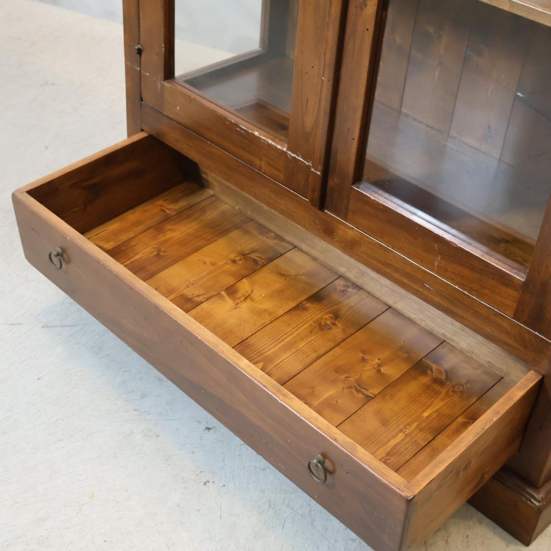 WOODEN イタリア製 パイン材 飾り棚 キュリオケース 本棚 書棚 収納棚