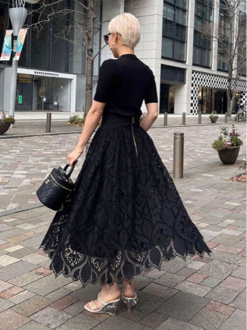 美品✨JENNE 総レース タック フレンチスカート