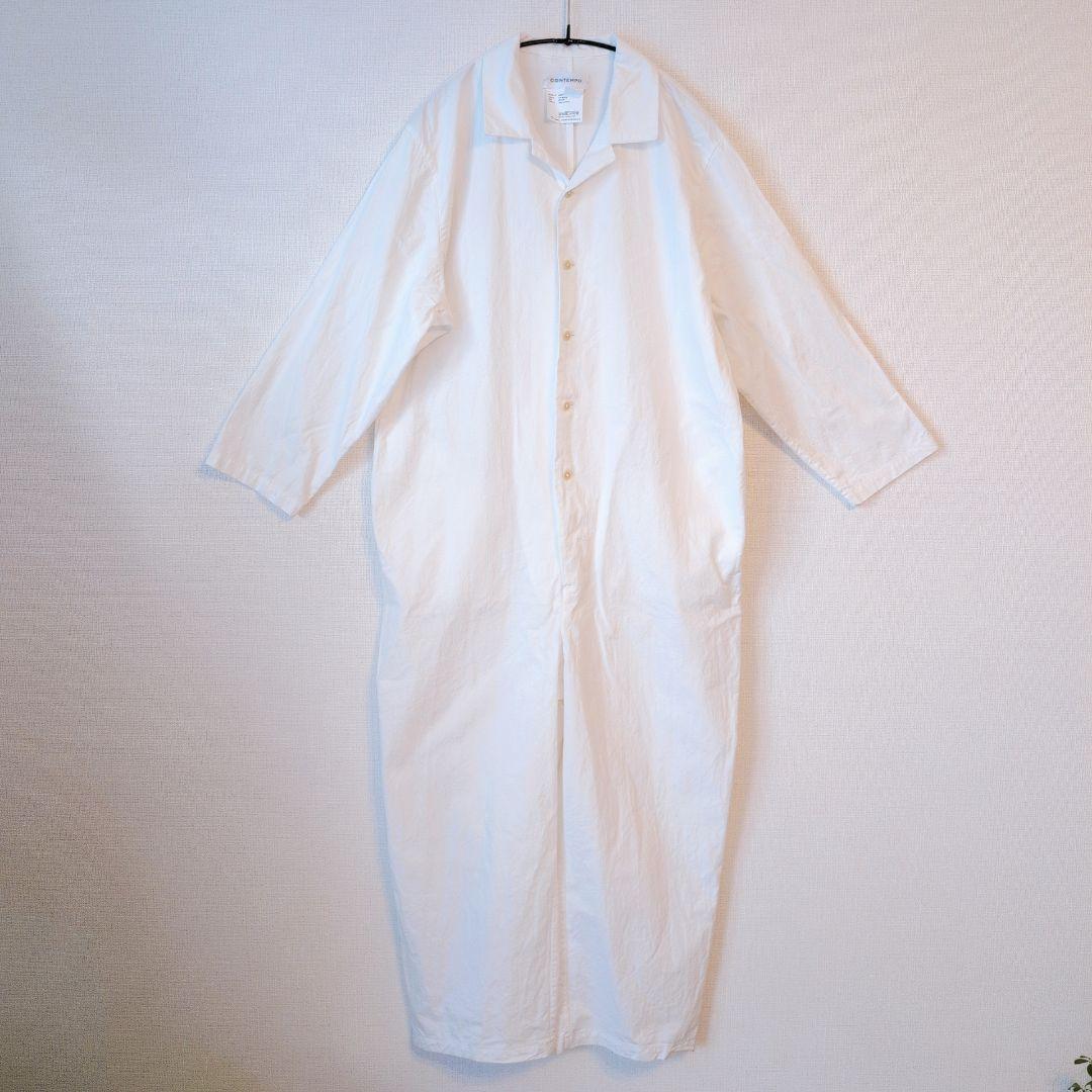 希少✨️ヤエカ コンテンポ 白 コットン つなぎ オールインワン ジャンプスーツ