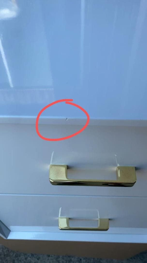 ホワイト木製チェスト 2段引き出し 訳あり品　写真をご確認TST-06-⑨