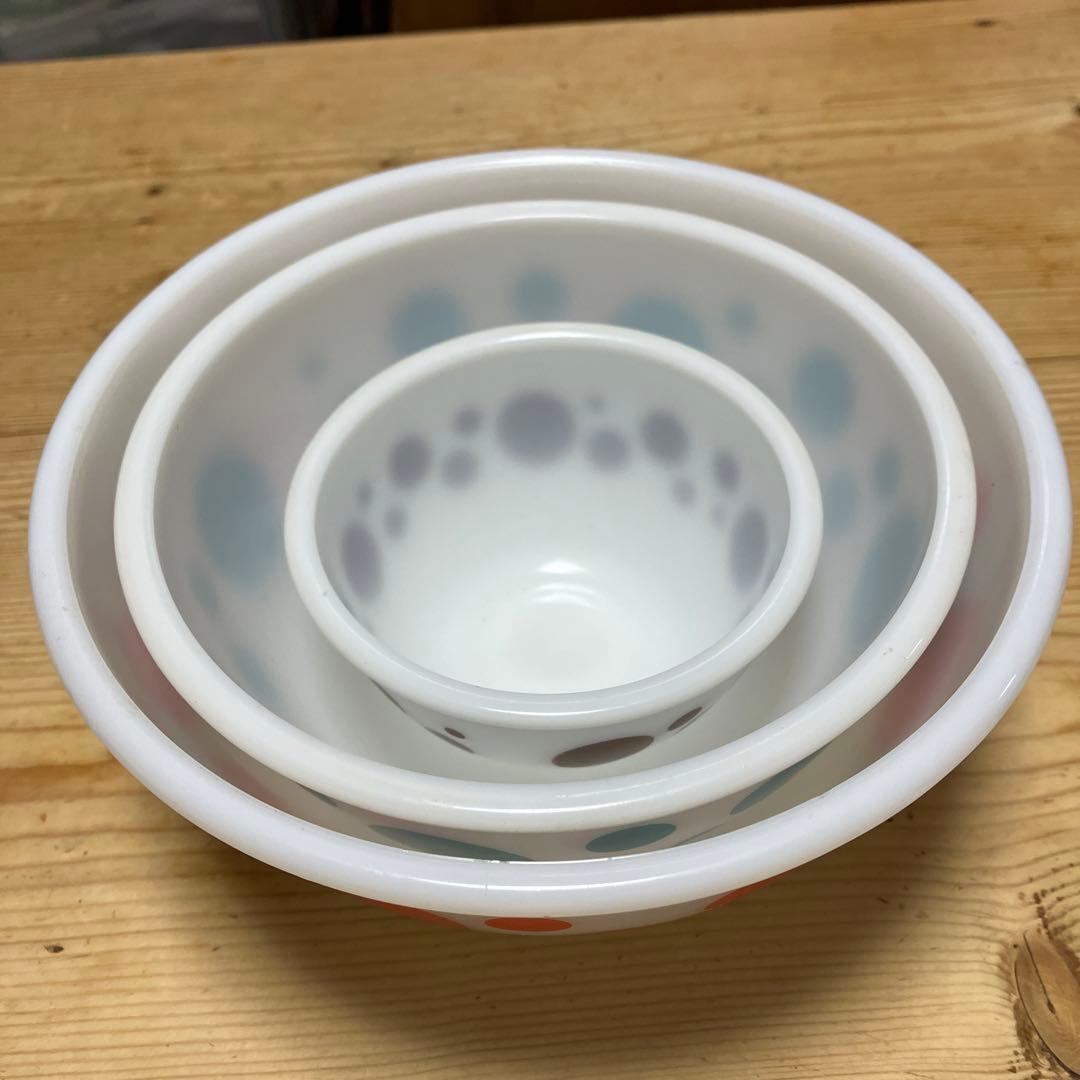 レア品　ヘーゼルアトラス　ミキシングボウルドット入れ子　ボウルセット