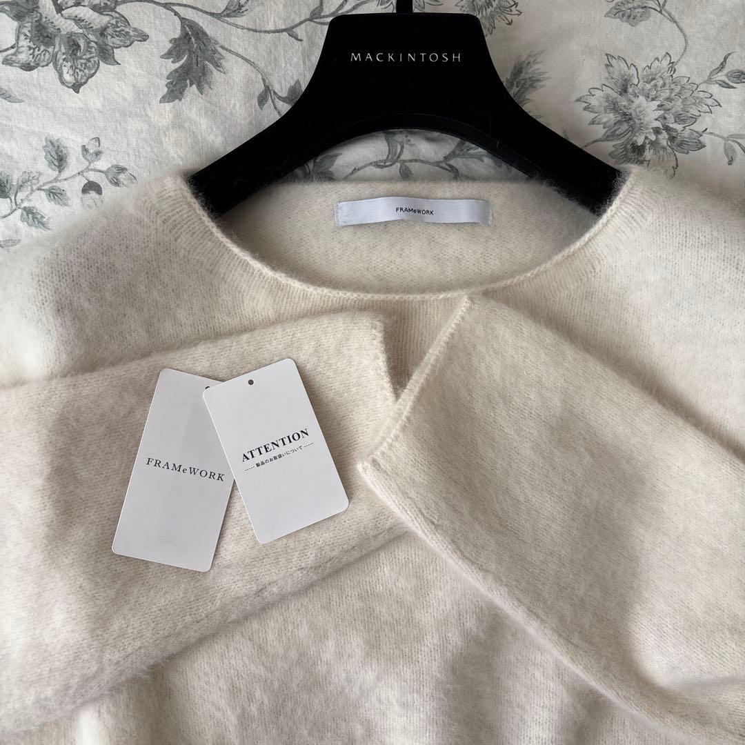 フレームワーク　FOX CASHMERE ボートネック プルオーバー　ホワイト