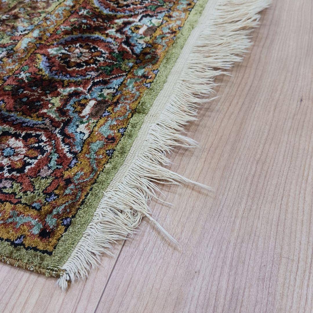 Y3244 インド絨毯 シルク 手織り 156×90㎝ マット