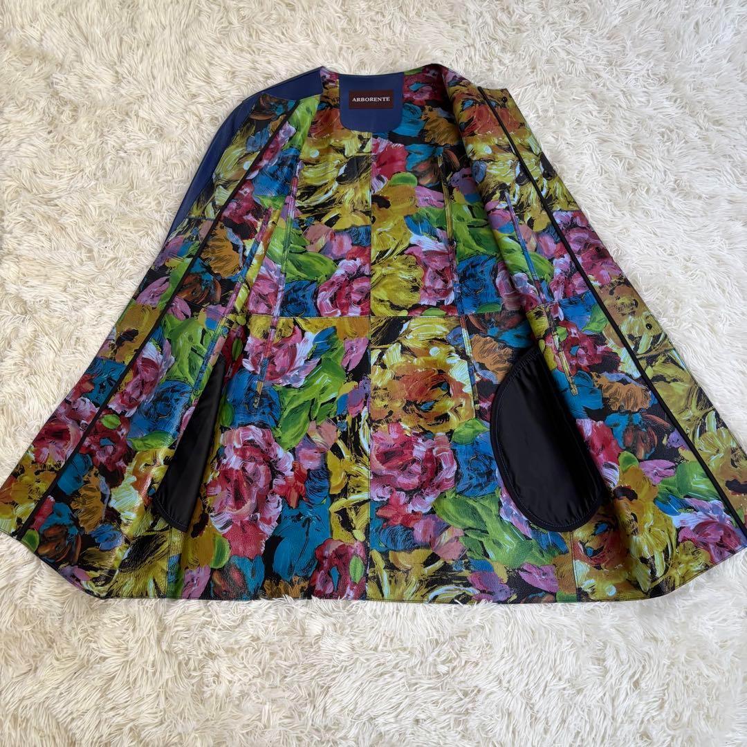 【リアルレザー】ARBORENTE　アルボレンテ 羊革コート裏地総花柄