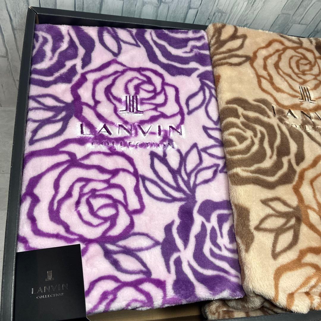 ランバン 薔薇柄　ニューマイヤー 毛布