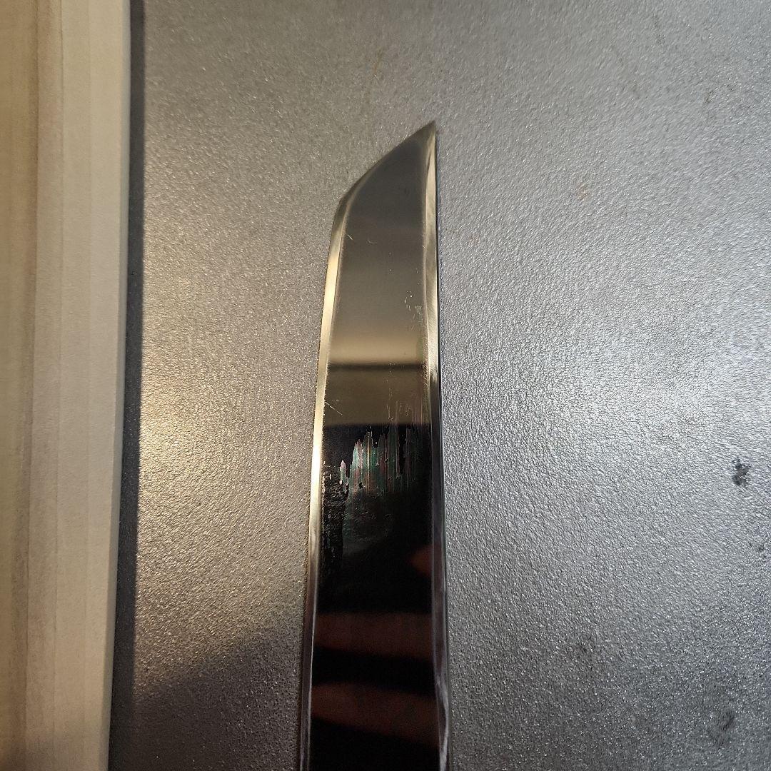 鉄拳良政　先丸柳刃包丁　本焼　尺1　V金10号　銀巻き　黒檀八画柄