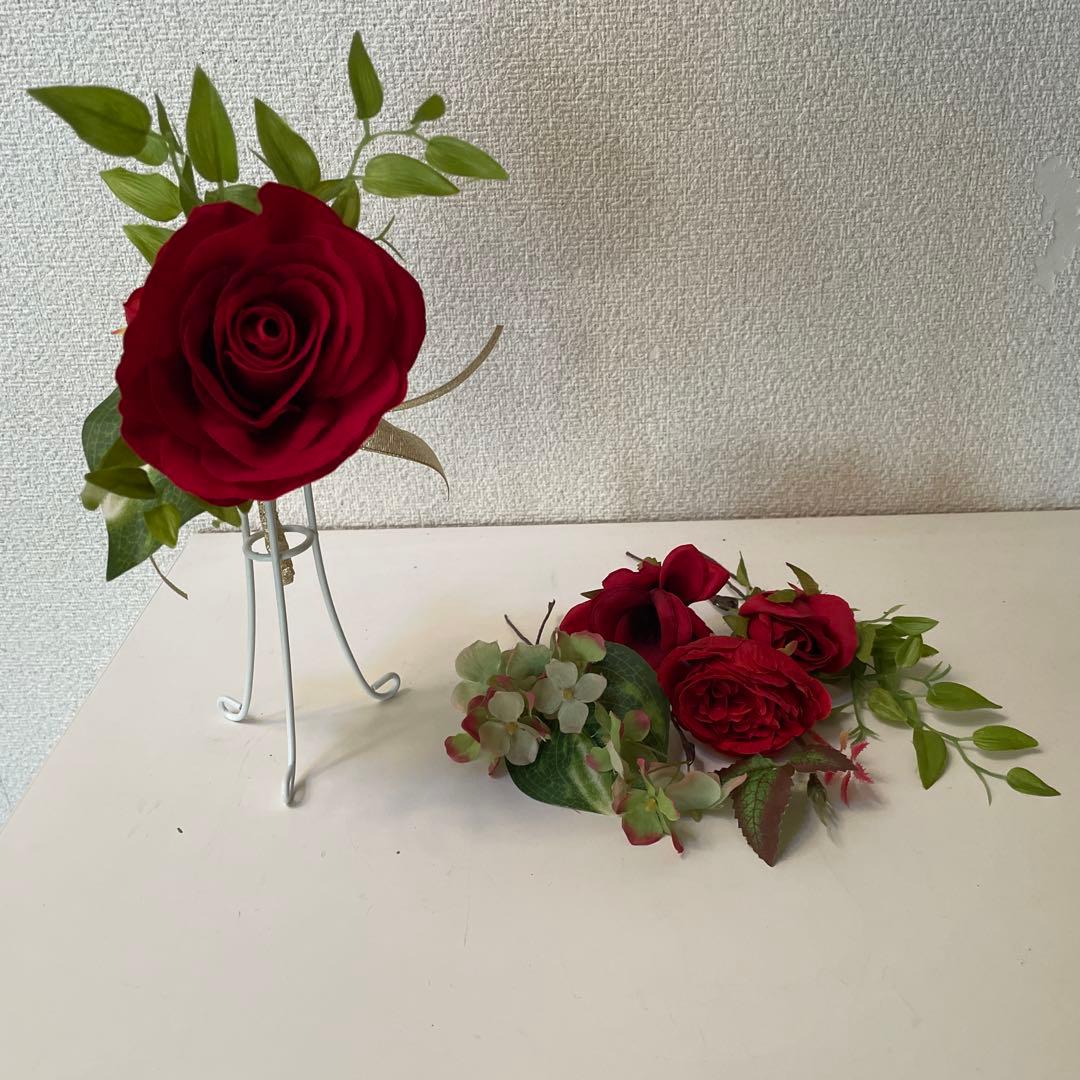 ウエディングブーケ、ブートニア、ヘアアクセサリー付きNo.364