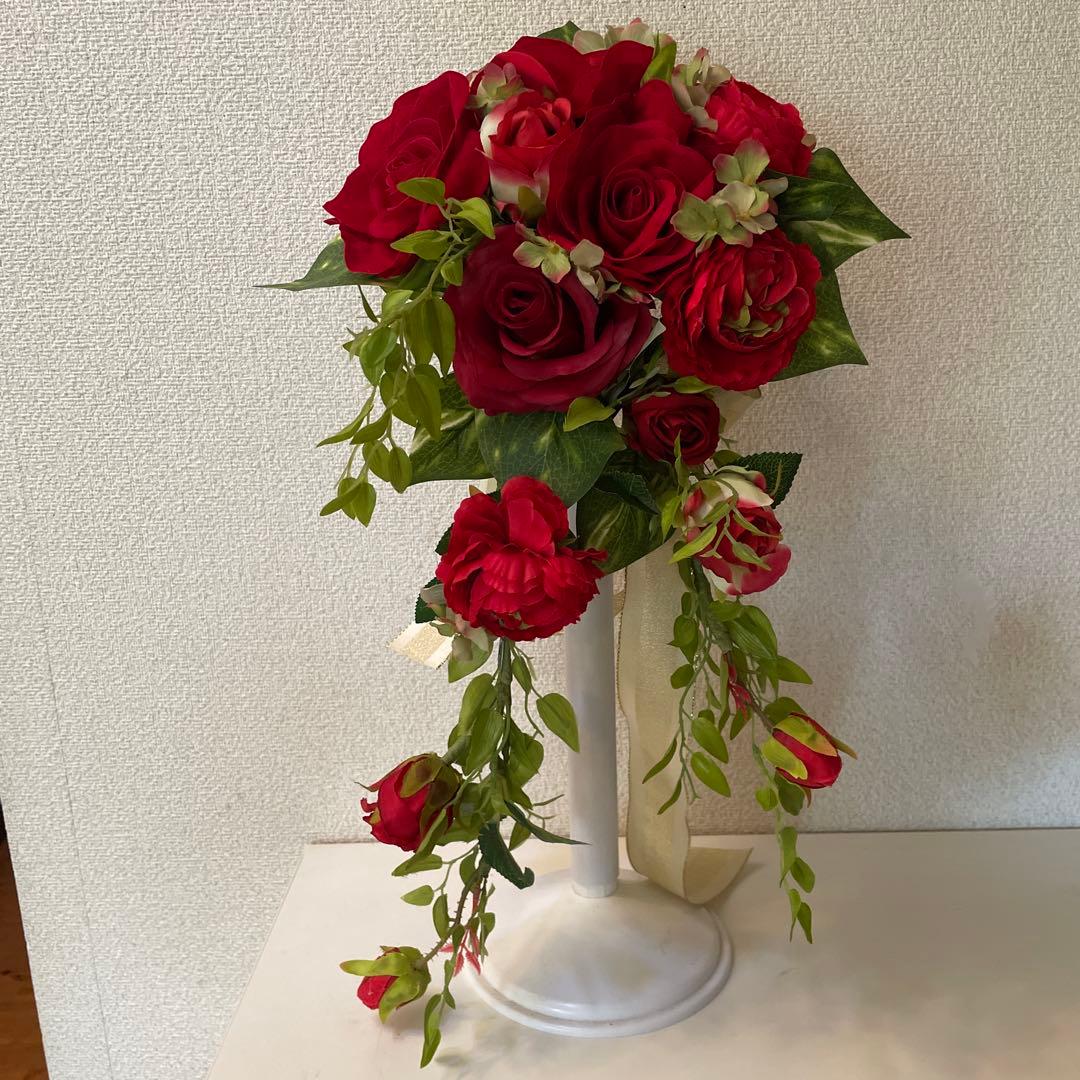 ウエディングブーケ、ブートニア、ヘアアクセサリー付きNo.364