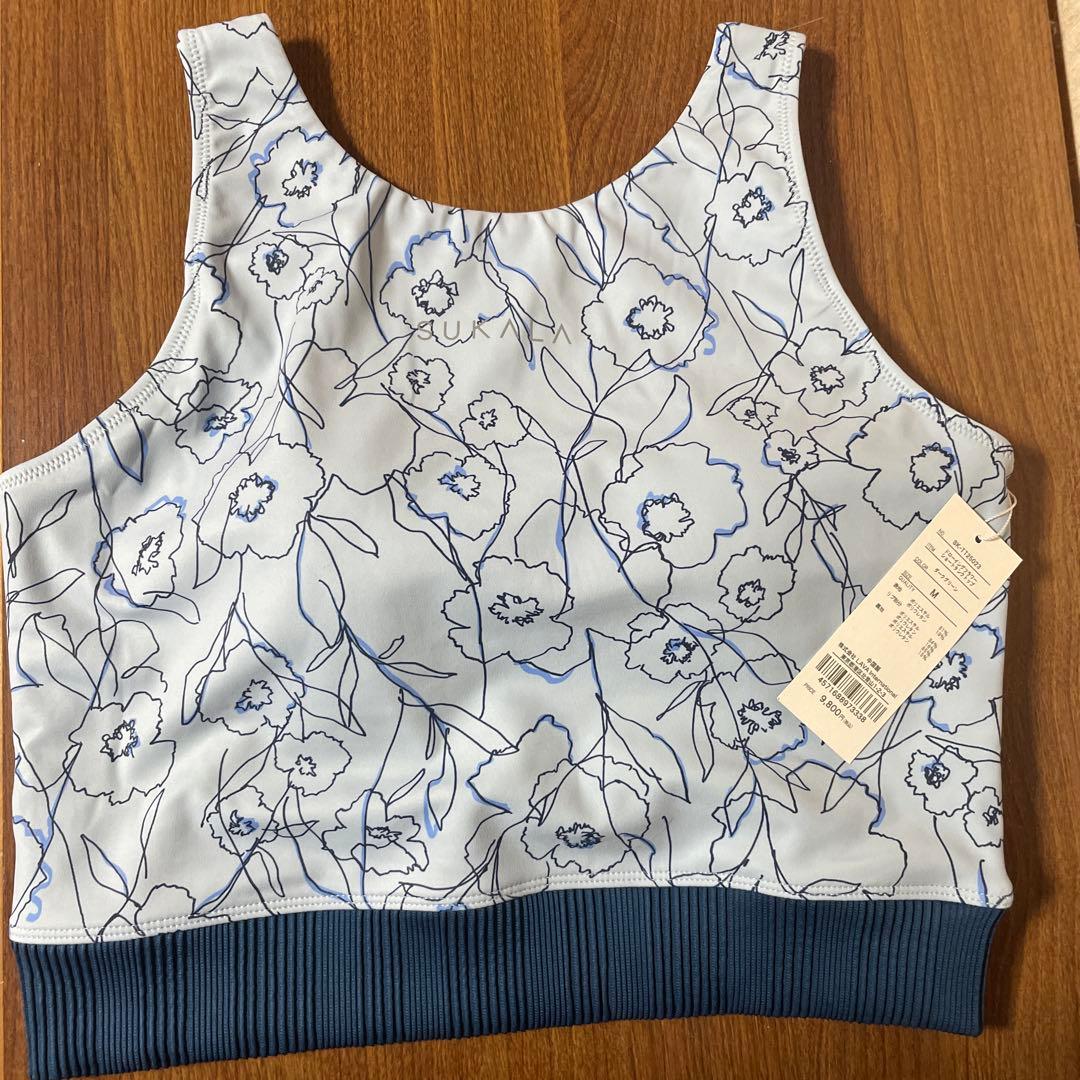 SUKALA花柄タンクトップ 水色 ネイビー M