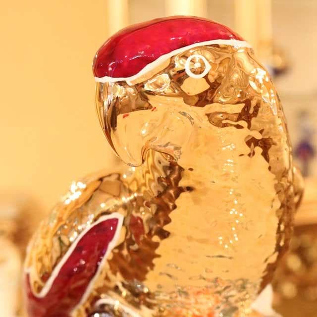 陶器 動物 オウム 置物 イタリア製 AHURA カラフル