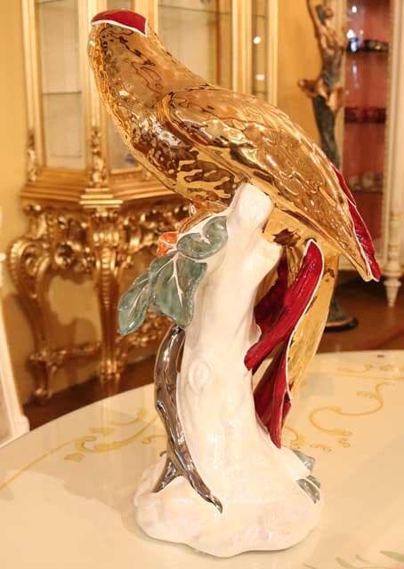 陶器 動物 オウム 置物 イタリア製 AHURA カラフル