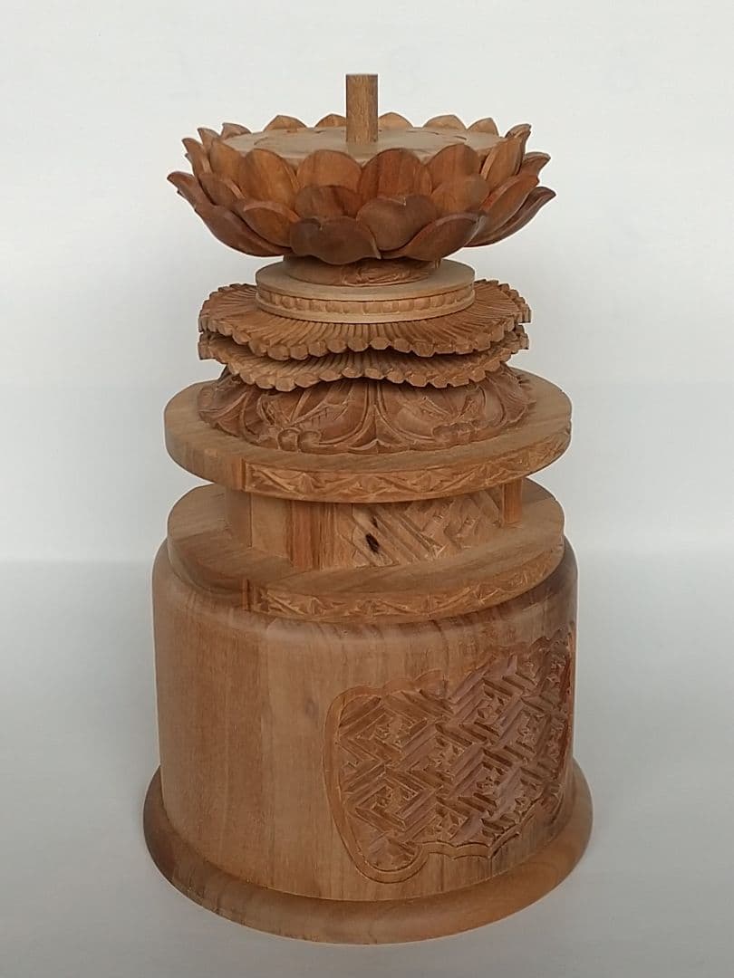 台座のみ 立像用#497 背切 円型 ◆白檀 木彫 仏像付属品