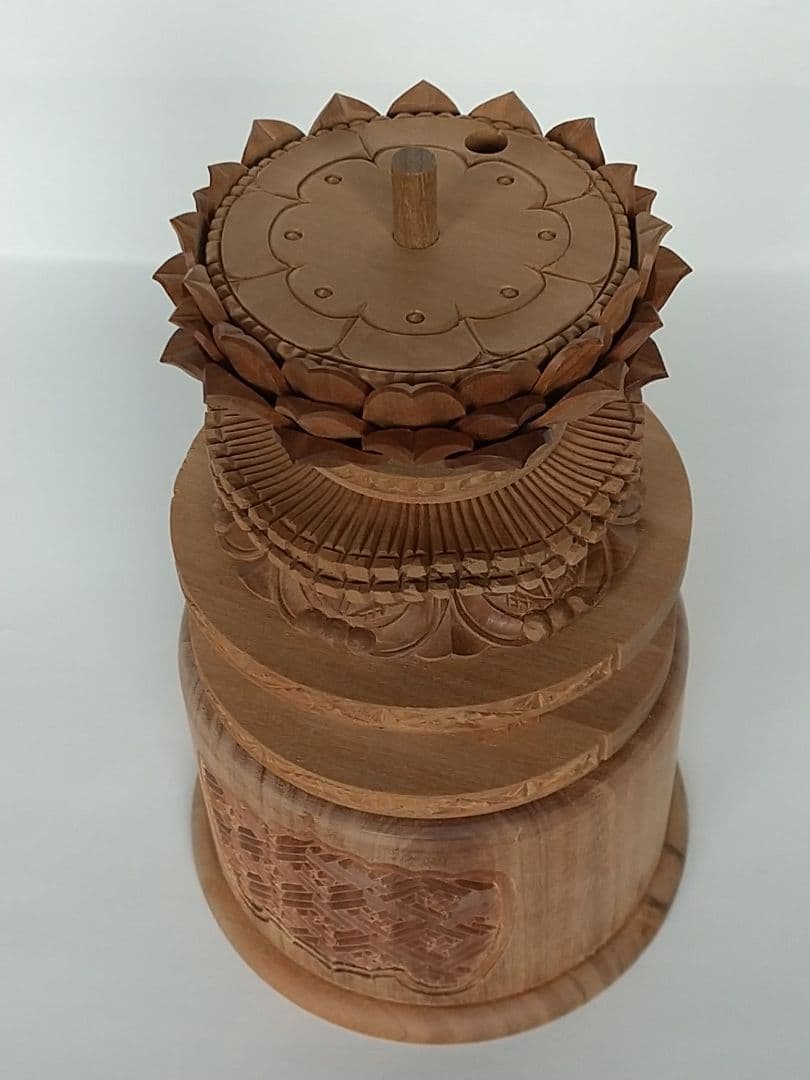 台座のみ 立像用#497 背切 円型 ◆白檀 木彫 仏像付属品