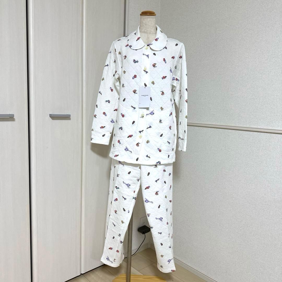 新品未使用タグ付　ワコールツモリチサト　保温性生地暖かキルティングパジャマM 白