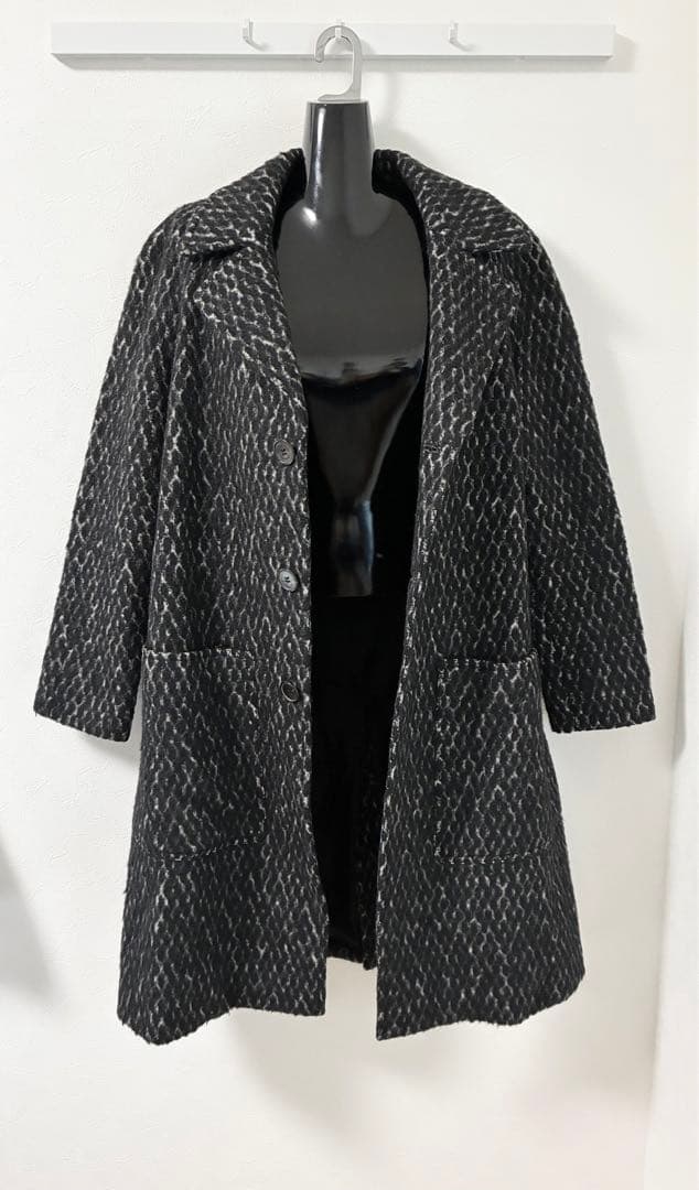 SAINT LAURENT ウール アルパカ ロングコート 9号相当 イタリア製