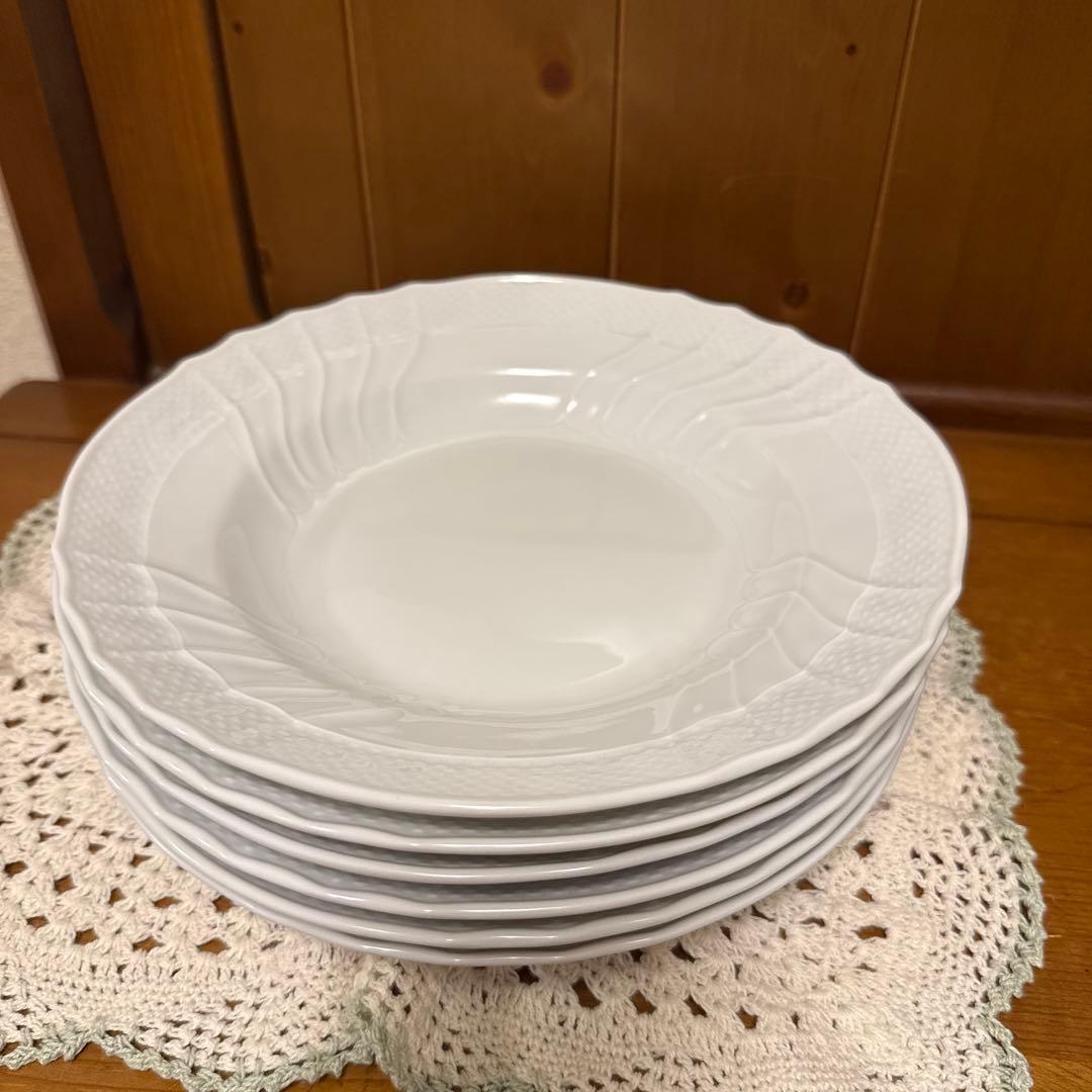 リチャードジノリ　ベッキオホワイトスープ、パスタ皿　6枚セット 23.5cm