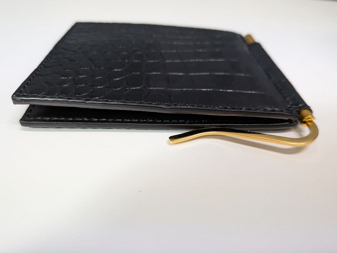 【美品】TOMFORD マネークリップ 二つ折り財布 クロコ型押し 黒