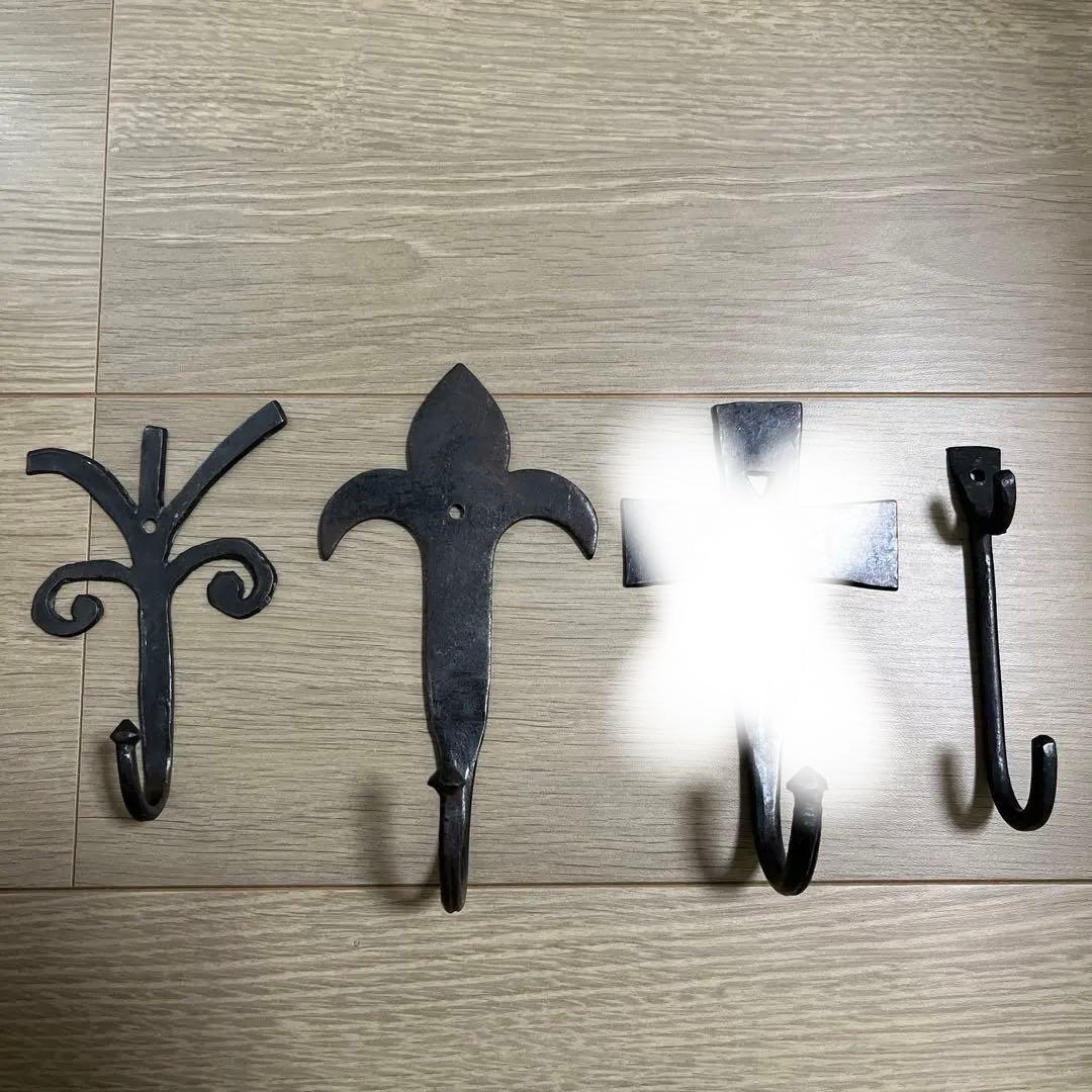 アイアン製装飾フック4個セット