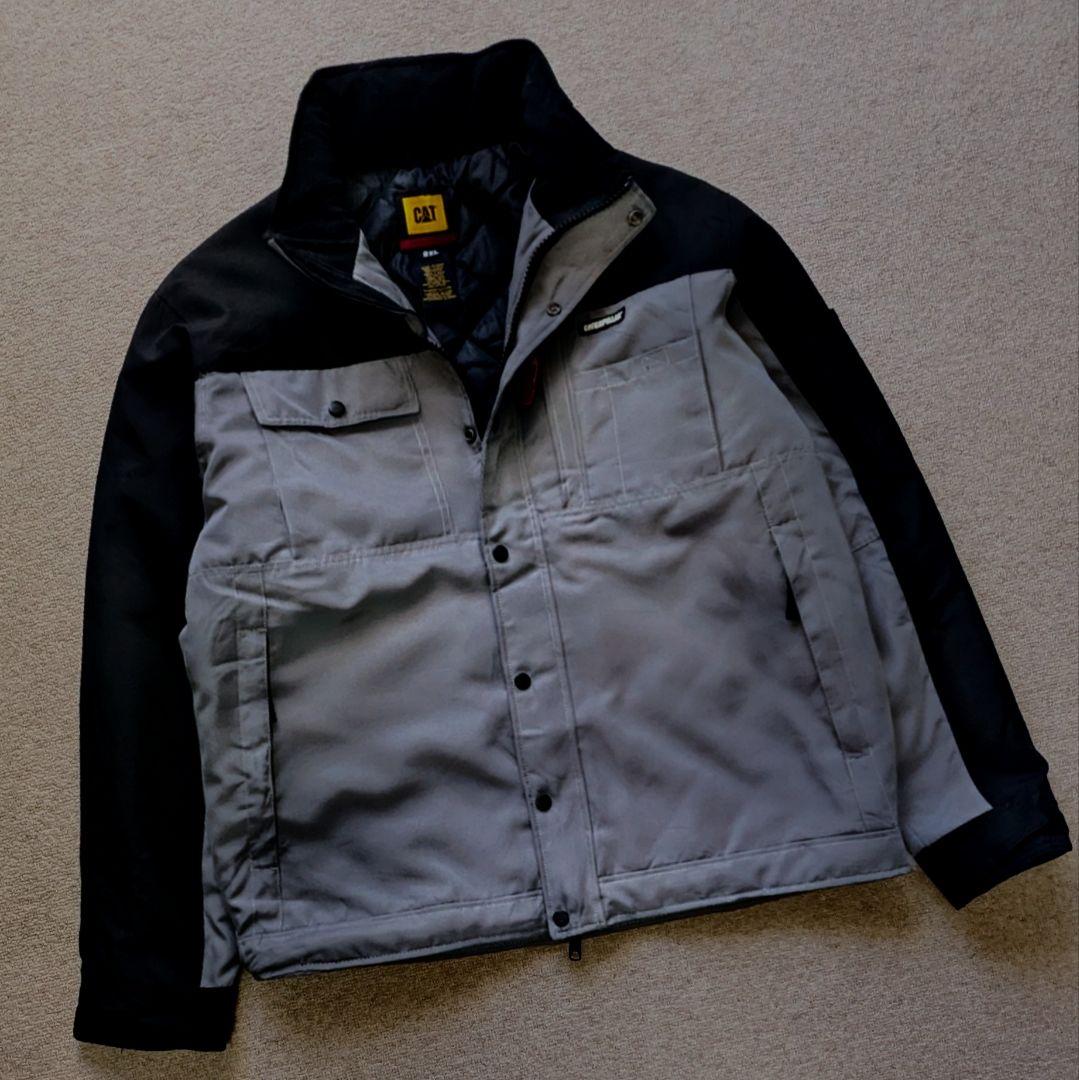 CAT 2XL 切り替え ワークジャケット 中綿キルティング ビッグサイズ 古着