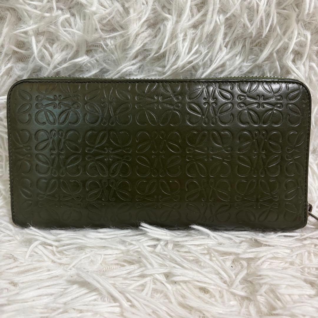 ✨極美品/付属品付✨ロエベ 長財布 リピート アナグラム ジップアラウンド 緑