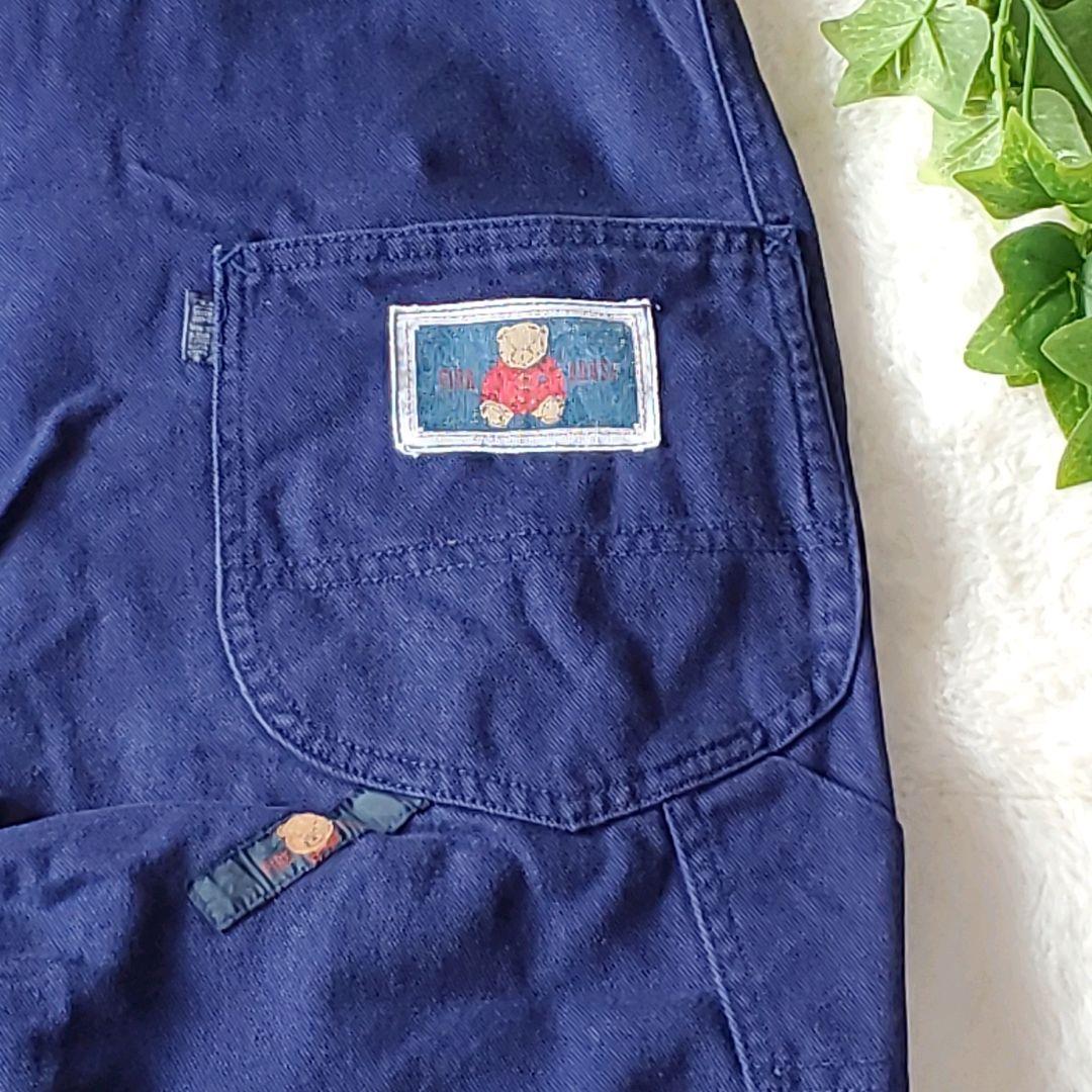 ピンクハウス　オーバーオール　サロペット　デニム　くま　刺繍　ワッペン　チェック
