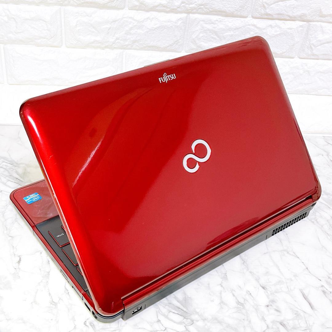 Windows11✨爆速SSDノートパソコン赤✨カメラ・Office付き✨富士通